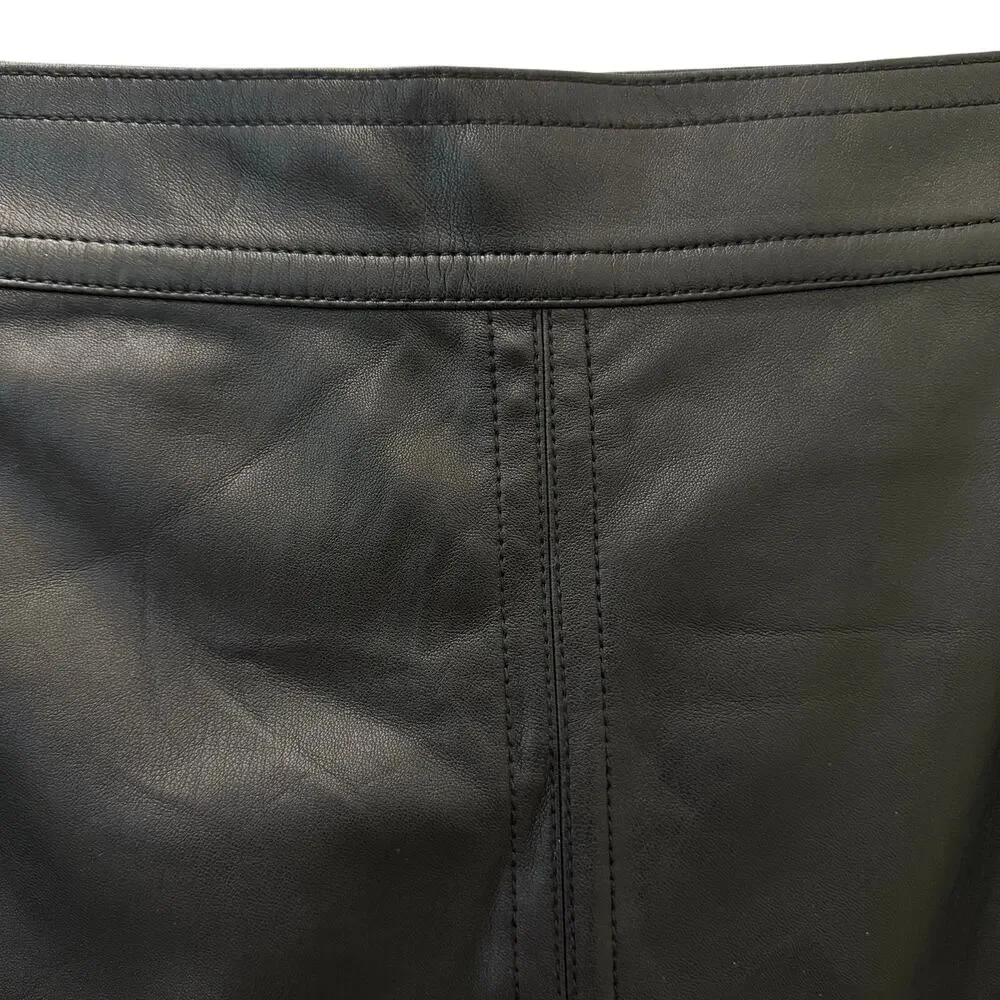 Ann Taylor Women’s Black Faux Leather Pencil Skirt Size 10 Midi Work Office